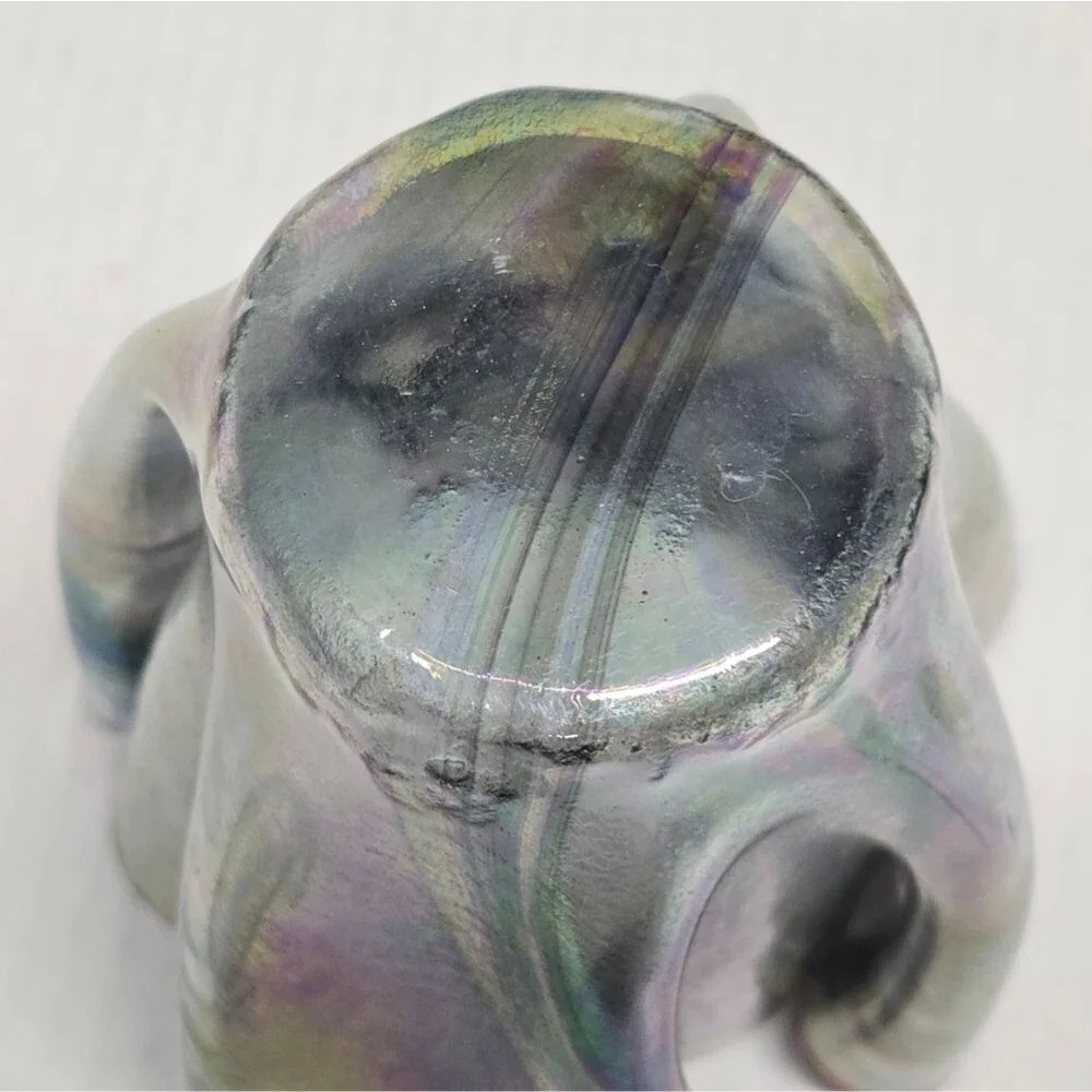 Studio Hand-blown Glass Iridescent Handkerchief Drape Vase - Picture 6 of 12